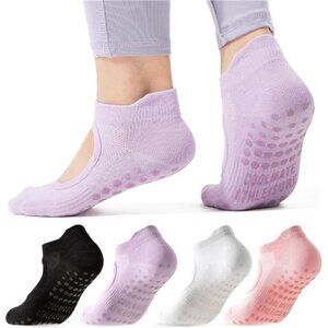 Pilates Socks with Grips for Women, Yoga Socks, Crew Non Slip Women/mix color
